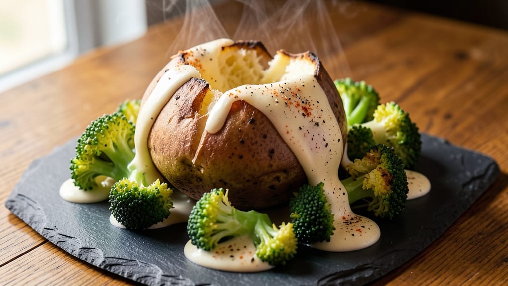 Baked Potato with Broccoli and Cheese Sauce Recipe: Loaded Bites With Crispy Tops and Melty Cheese