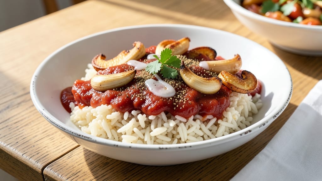 Arroz Ala Cubana Recipe With Tomato Sauce: Cuban-Style Rice With Tangy Tomato and Crispy Plantains