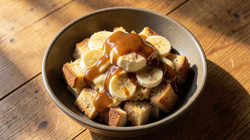 Banana Bread Pudding With Caramel Sauce Recipe: Warm Spice and Gooey Layers Drizzled