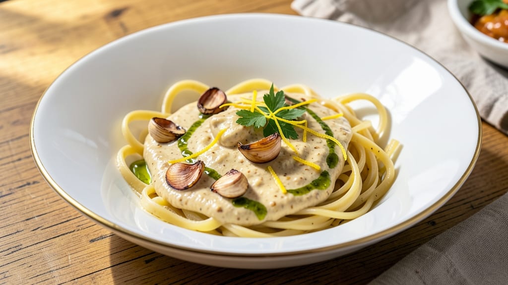 Aioli Pasta Sauce Recipe: Garlicky Lemon Cream With Crispy Bread Crowns