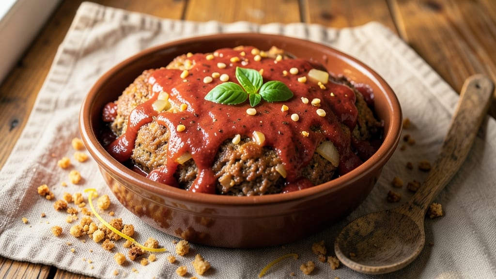 American Meatloaf Recipe with Tomato Sauce: Juicy Crust and Savory Sauce Harmony