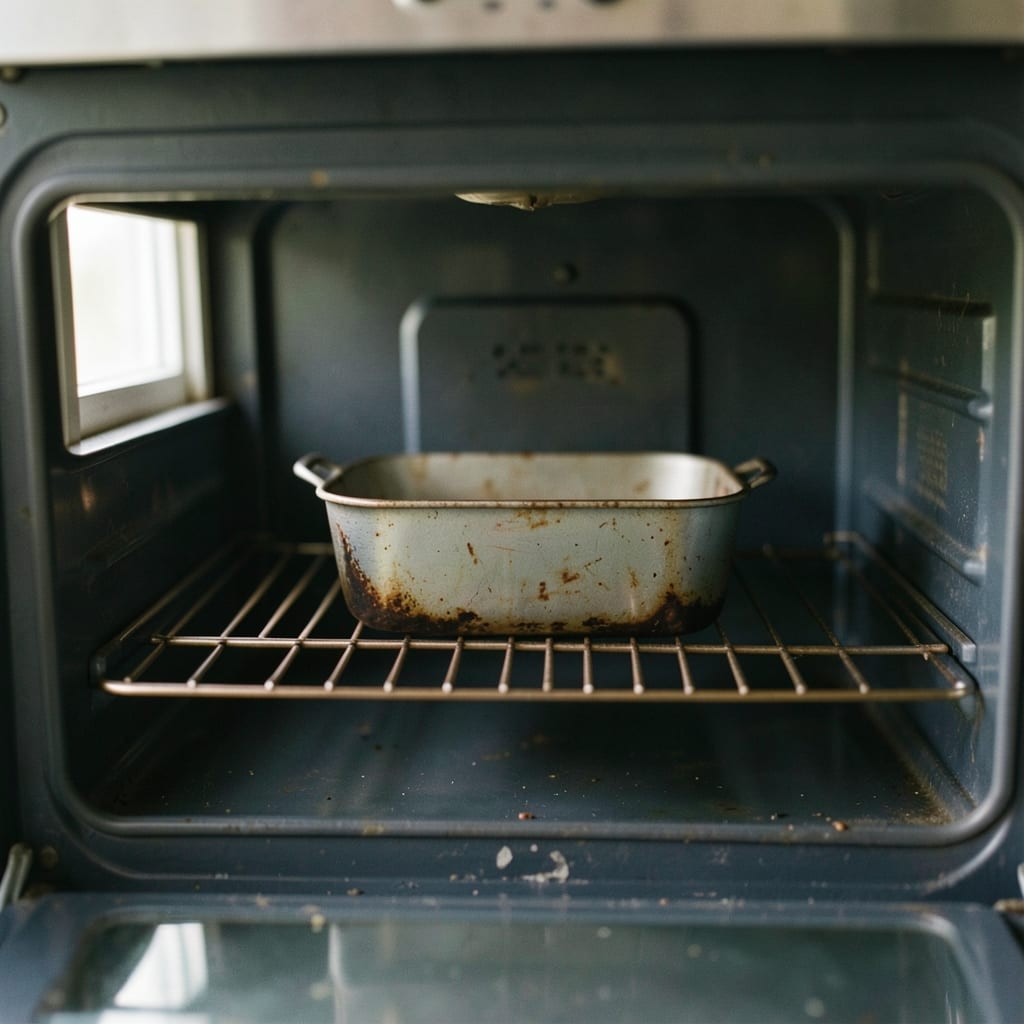 An ordinary home oven with one tin in it