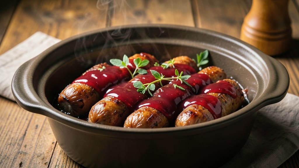Little Smokies Crock Pot Recipe with Grape Jelly BBQ Sauce: Sweet-Smoky Fall-Off-The-Bone Tenderness