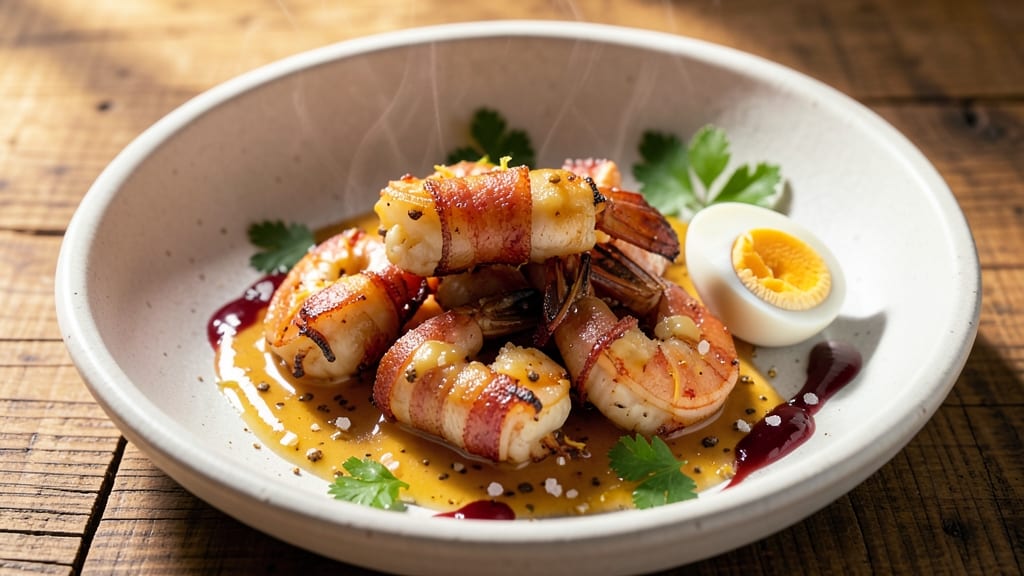 Bacon-Wrapped Shrimp Dipping Sauce Recipe: Smoky Garlic Butter With Crunchy Herb Garnish